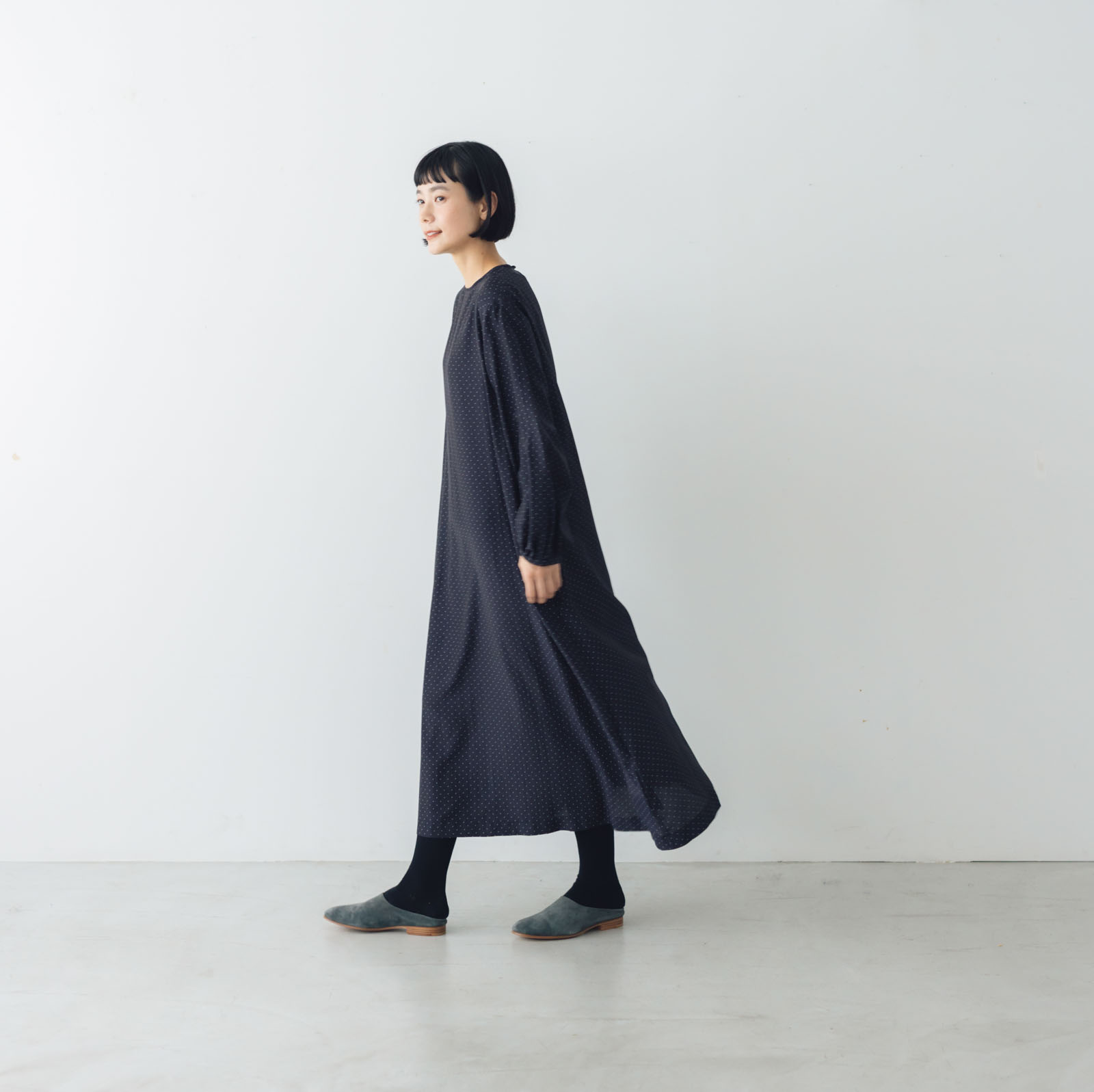 フルーツオブライフ コットンシルク 水玉 ドット ギャザースリーブ ブラウス M フルーツオブライフ コットンシルク 水玉 ドット ギャザースリーブ